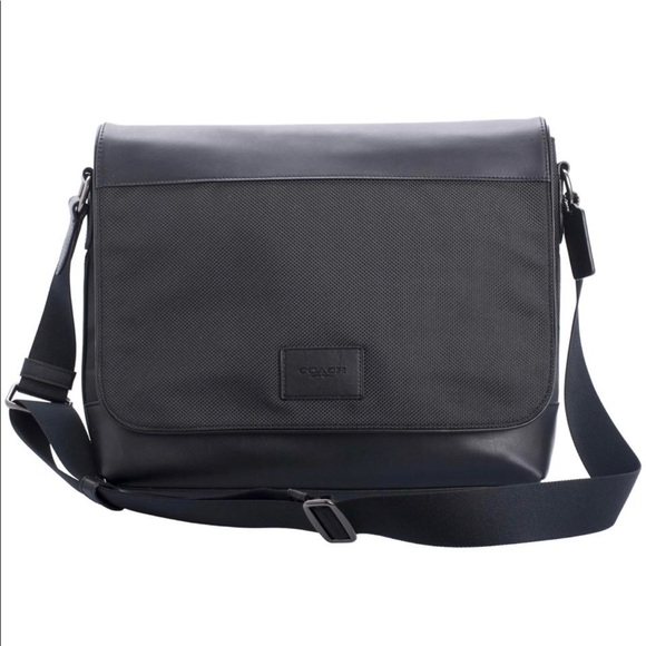 Coach Messenger Black Nylon Leather Bag F38741 - Picture 3 of 6